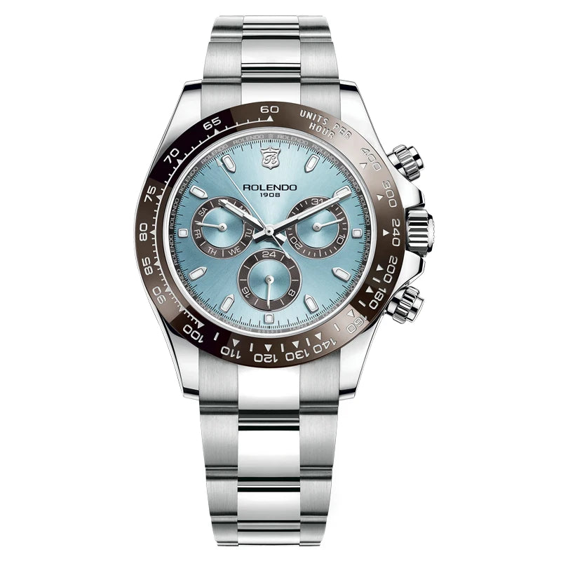 ROLENDO Luxuriöse automatische Taucheruhr für Herren, 40,5 mm, Mineralkristall, leuchtendes Datum, 30 ATM, hochwertige mechanische Herren-Armbanduhr, Geschenk