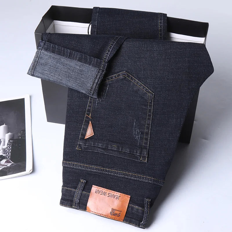 Männer Mode Gerade Jeans Männer  Neue Stretch Slim Fit Hosen Komfortable Weiche Business Denim Hosen Männliche Marke Kleidung