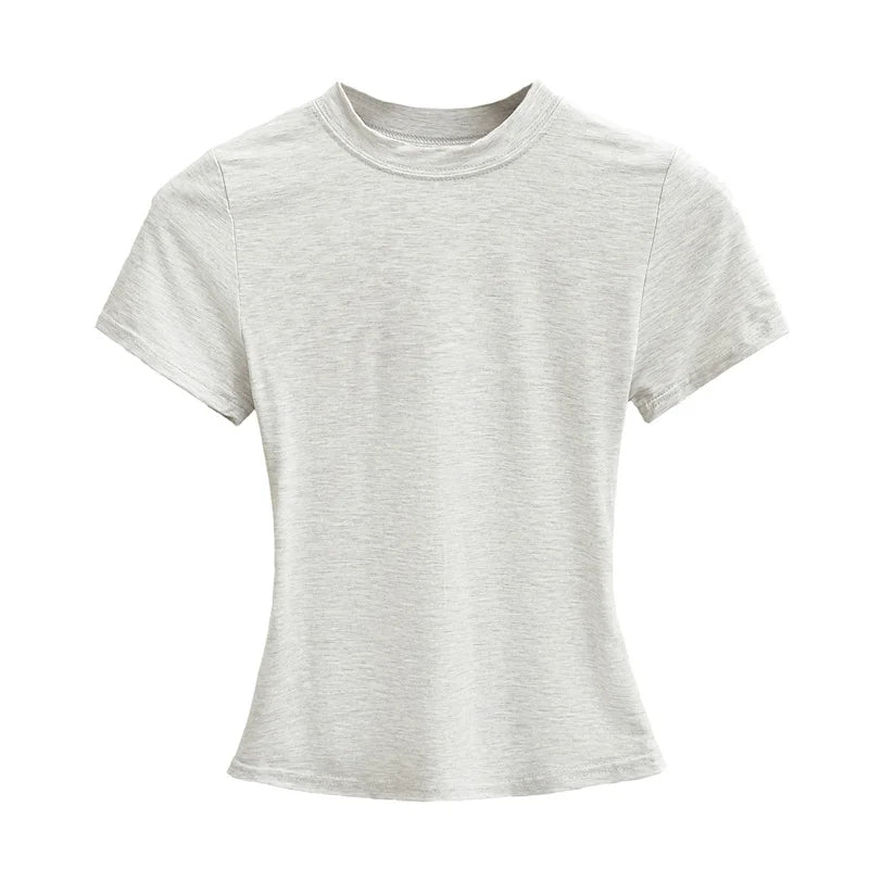 2024 neue Hohe Qualität Casual T shirt Sexy Dünne Kurzen Ärmeln Mode Trend Solide Frauen Kleidung y2k Tops
