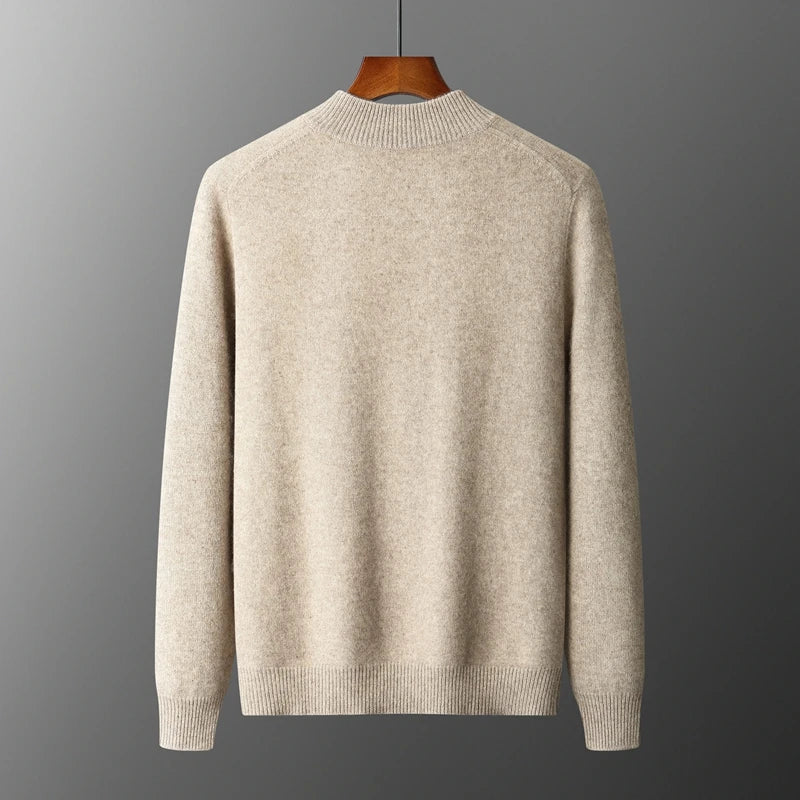 Merinowolle,100 %  warmer Herrenpullover, Stehkragen, verdickte Strickjacke mit Reißverschluss, Herbst-Winter, neue Kaschmir-Strick-Langarm-Tops