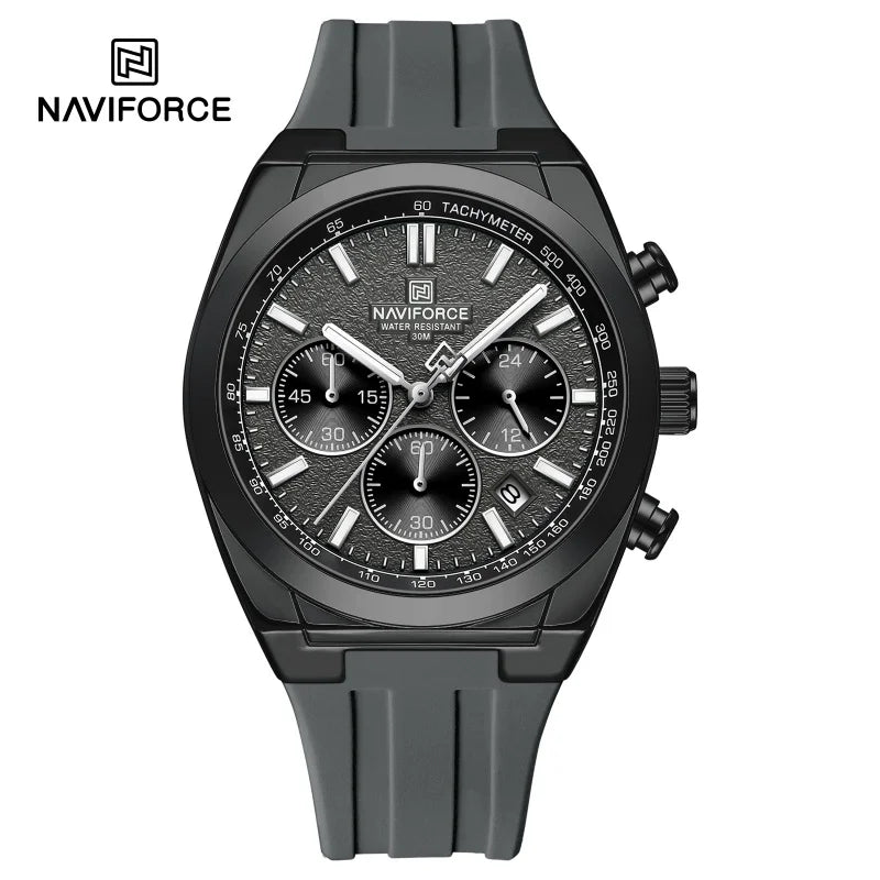 NAVIFORCE Herrenuhren, multifunktionaler Chronograph, Silikonarmband, leuchtende Zeiger, 3ATM wasserdicht, hochwertiges Original für Herren
