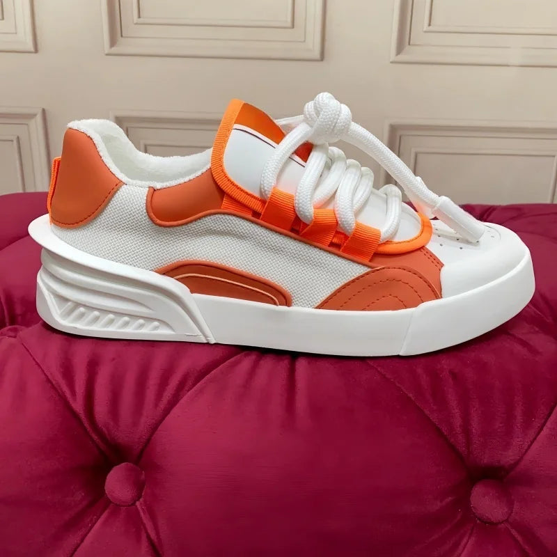 Concise Männer Casual Echtes Leder Turnschuhe Atmungsaktive Mischfarbe Flache Plattform Patchwork Schuhe Sport Täglichen Gehen
