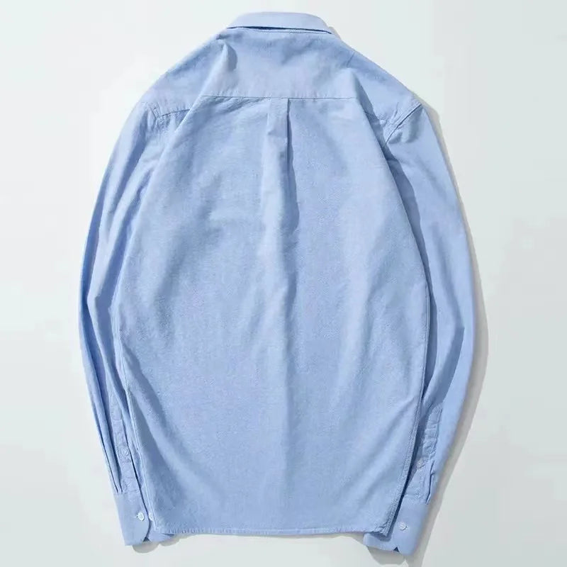 S-6XL Oxford-Hemden für Herren, langärmelig, reine Baumwolle, einfarbig, gestreift, Freizeit, bestickt, Pferd, Streetwear, Business, einfarbig, Büro, 6XL