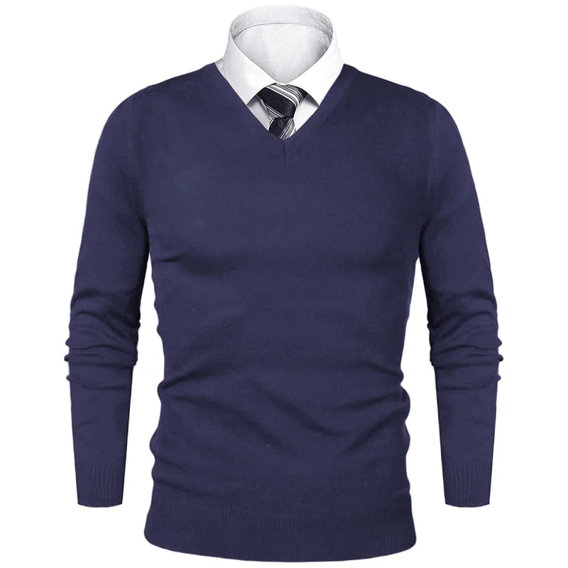 Animal Game Herren-Business-Pullover, lässiger Pullover mit V-Ausschnitt, kalte Bluse, leichter Wollstrick für den Außenbereich, luxuriöser Herrenpullover