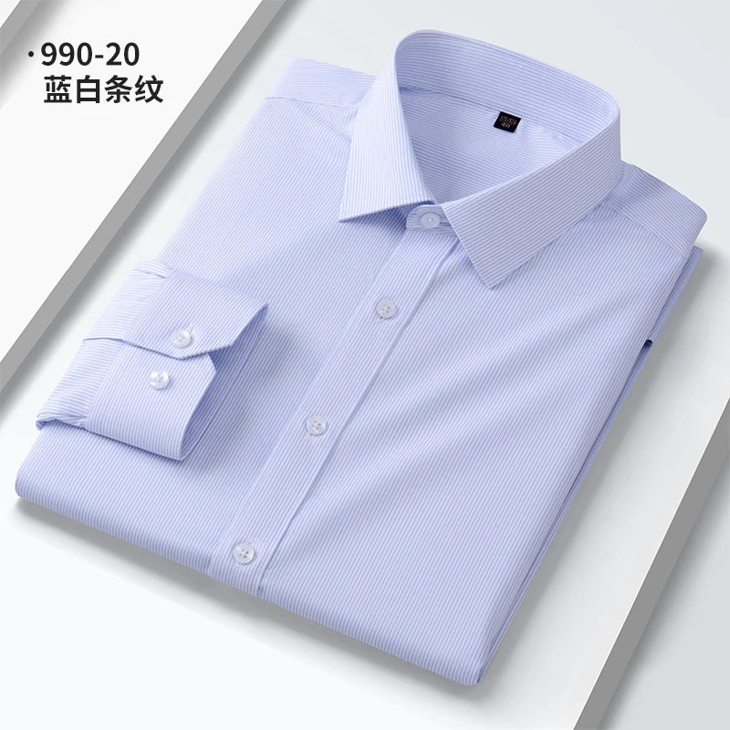 Neue Qualität Anti-Falten Männer Hemd Lange Ärmel Kleid Shirts Für Männer Slim Fit Camisa Social Business Weiß büro Hemd 4XL 5XL