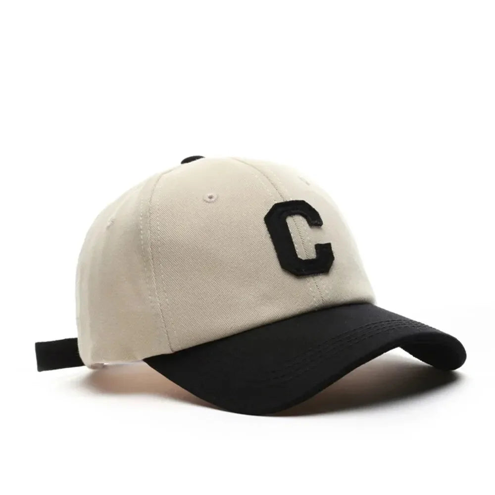 Baseballkappe für Damen und Herren, modisch, Buchstabe C, Patch-Hut, Sommer-Sonnenblenden, Kappen, Farbblock-Design für Freizeitkleidung