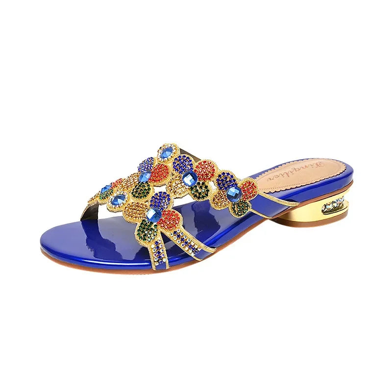Bequeme Strandpantoffeln Damen Diamant High Heel Sandalen Damen Partyschuhe Modische Damensandalen