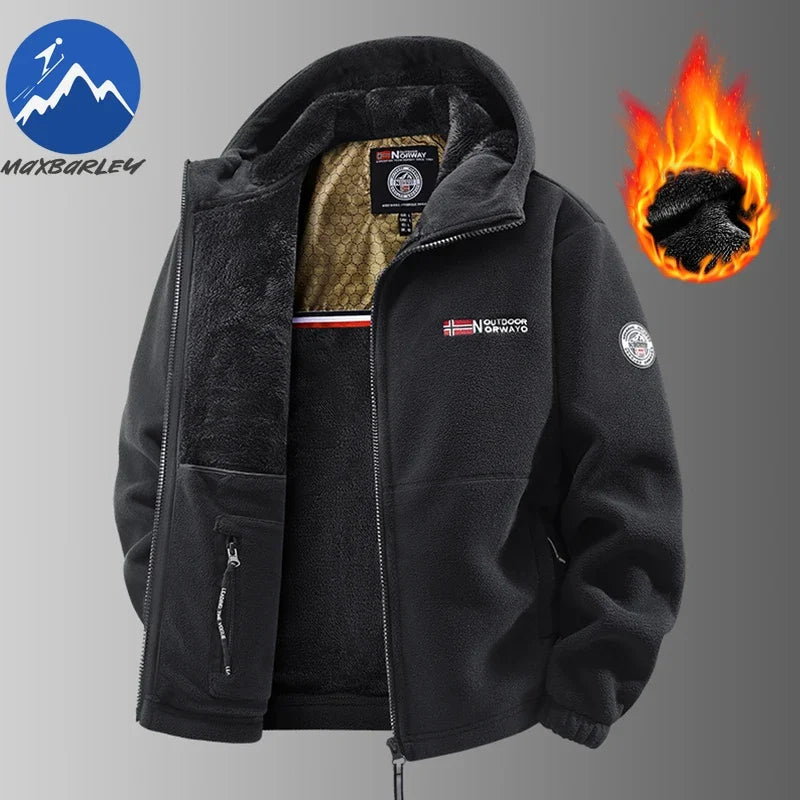 Heißer Verkauf Herren Herbst und Winter mit Kapuze norwegische Fleecejacke, Fleecejacke, Outdoor-Paar plus dicke Fleece-warme Jacke