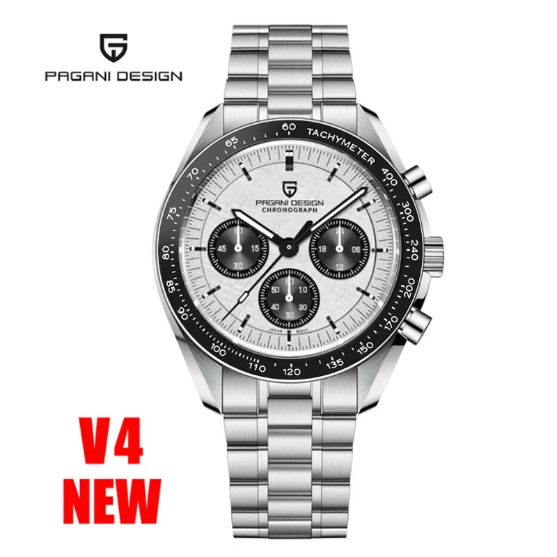 PAGANI DESIGN 2026 New Moon Herrenuhren, Luxus-Quarzuhr für Herren, VK63, Chronograph, AR-Saphirspiegel, Keramiklünette, leuchtend