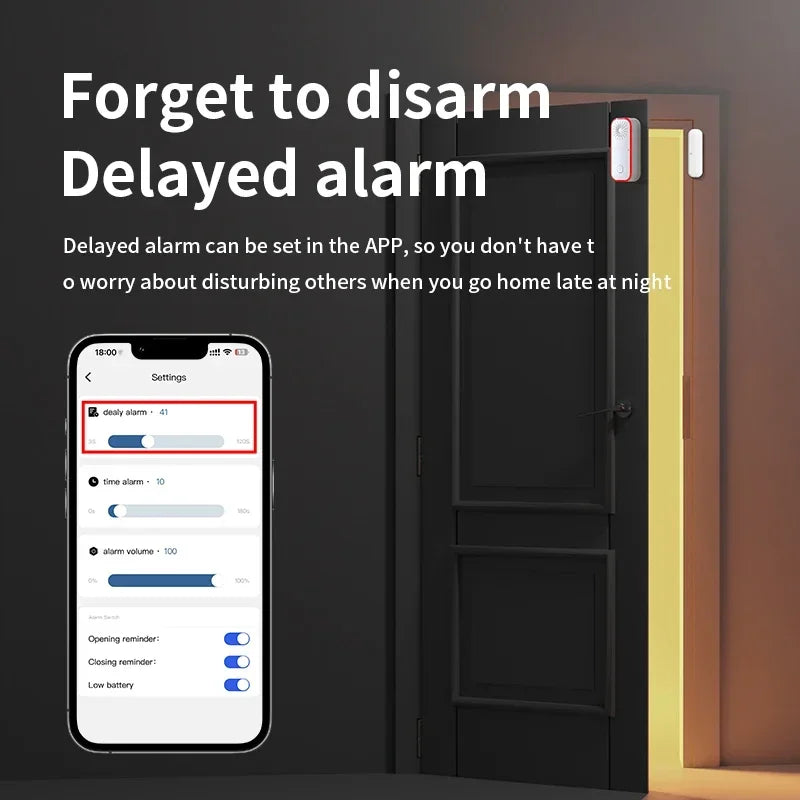 WiFi Tür Alarm Smart Tür Fenster Alarm Detektor 0-100dB Ton Und Licht Alarm APP Steuerung Smart Home sicherheit Alarm System