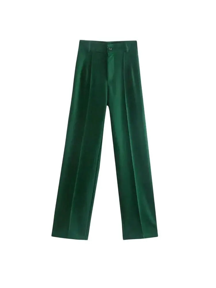 Frauen Chic Mode Büro Tragen Gerade Hosen Vintage Hohe Taille Zipper Fliegen Weibliche Hose Mujer