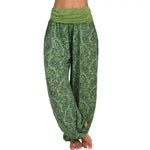 Damen Boho Haremshose – weites Bein, Vintage-Print, elastische Taille