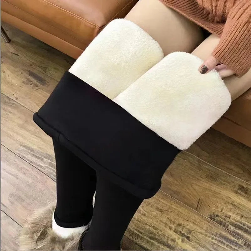Frauen Lamm Fleece Leggings Nahtlose Hohe Taille Thermische Winter Warme Strumpfhosen Solide Stretchy Casual Hosen Weibliche Streetwear Jogger
