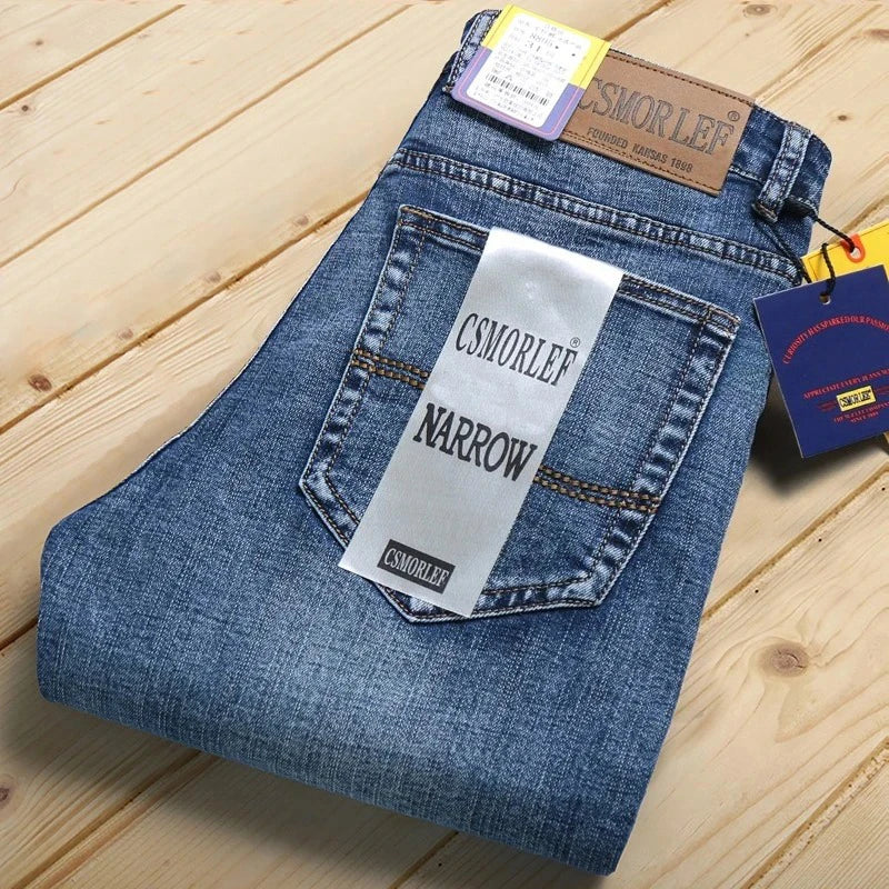 2026 Frühling Sommer Dünne Jeans Klassischer Stil Mode Stretch Regular Fit Denim-Hose Herren Marke Gewaschene Hellblaue Jeans