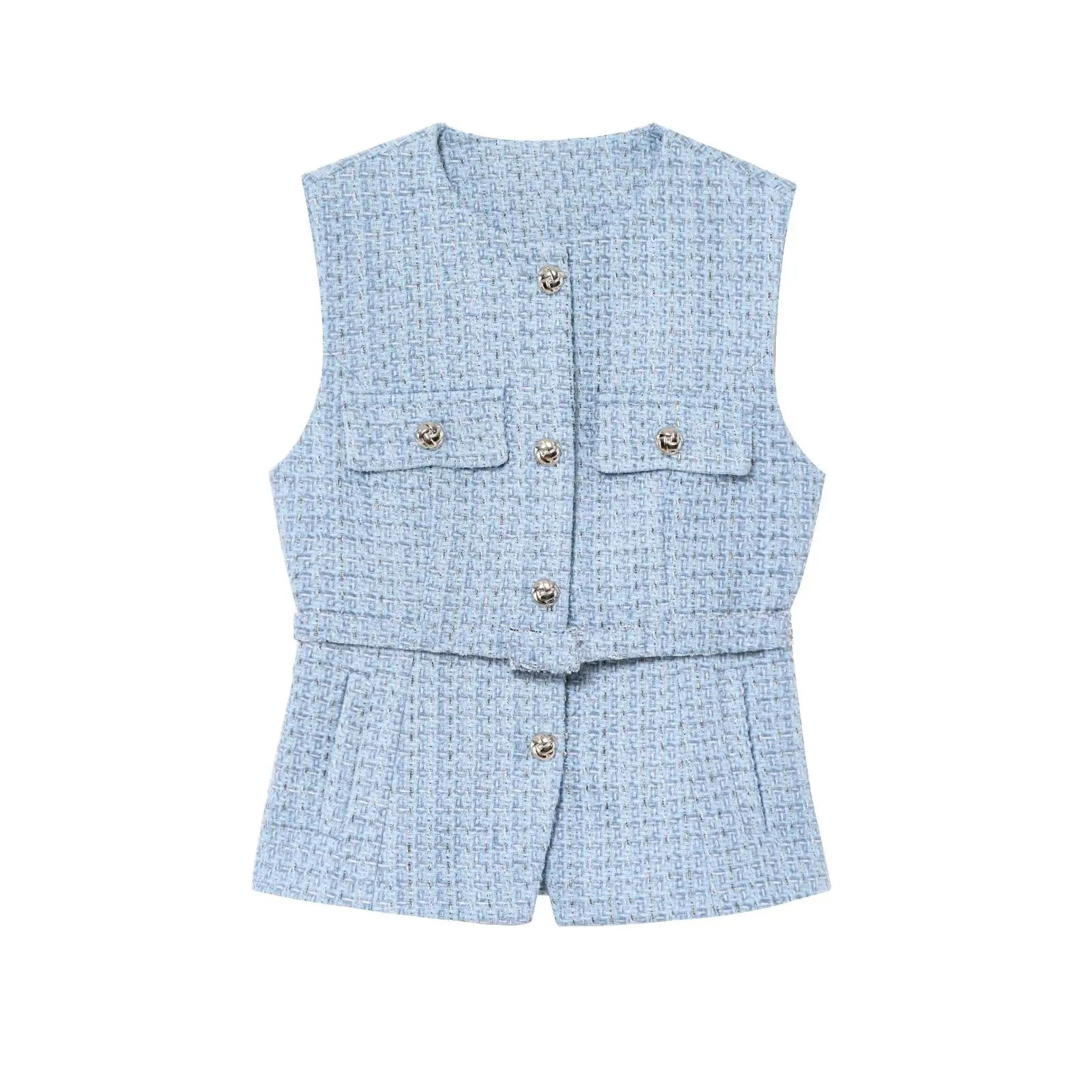 NLZGMSJ 2025 Frühling Damen Weste Top Mode mit Gürtel Slim Fit ärmellose Jacke Top für Frauen Textur Weste Top Neu