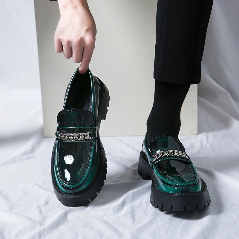 Echt leders chuh für Männer erhöhen atmungsaktive Freizeit lederschuhe Trend grün britische Big Head Schuhe Männer lässige Lederschuhe