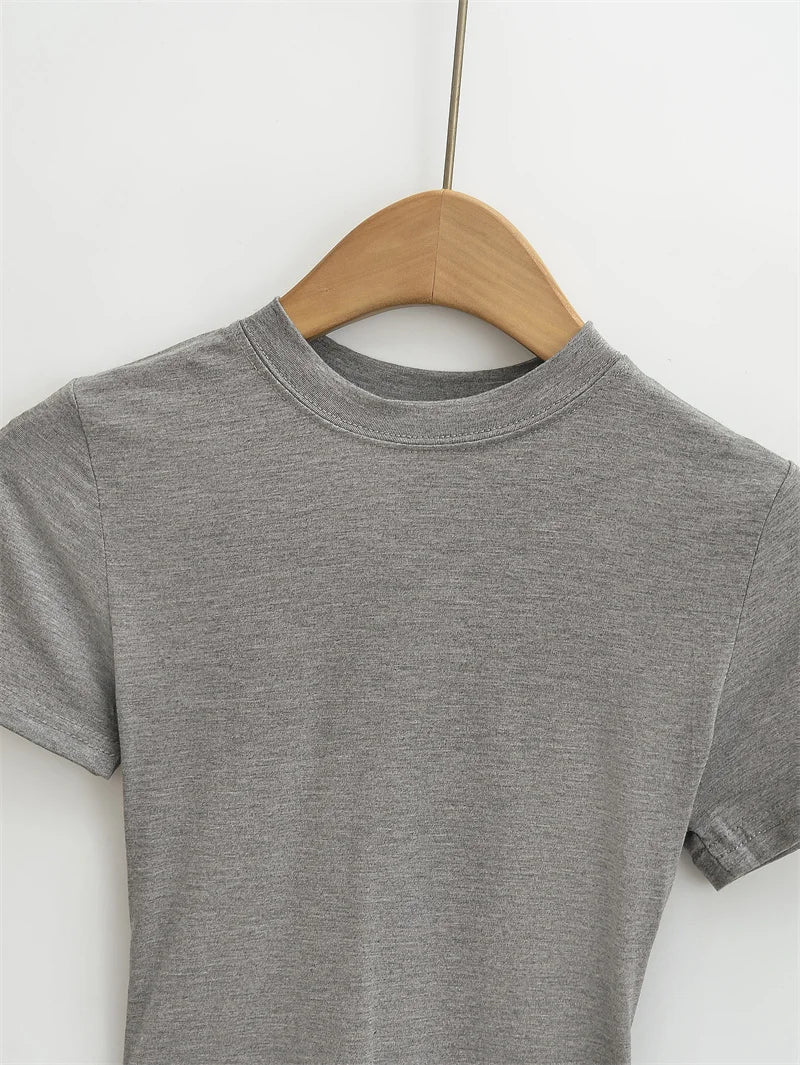 2024 neue Hohe Qualität Casual T shirt Sexy Dünne Kurzen Ärmeln Mode Trend Solide Frauen Kleidung y2k Tops