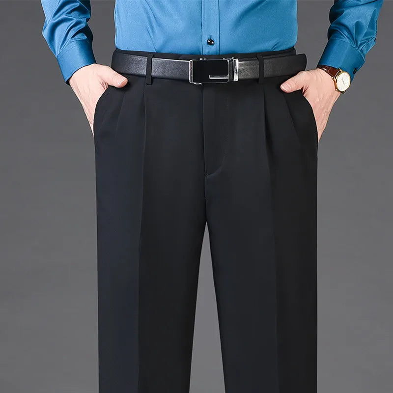 Hohe Taille Wolle Kaschmir Anzughose Männer Doppelt Plissee Winter Herbst Kleid Hose für Männer Formale Business Größe 29-50 52 54 56