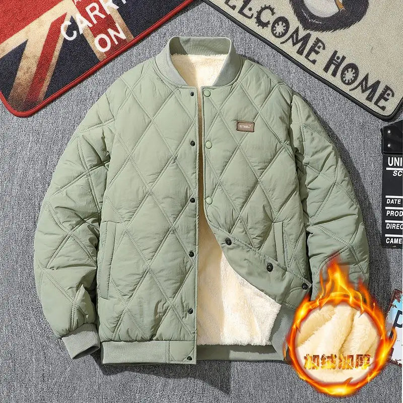 Männer Winter Raute Baumwolle gepolsterte Jacke lässig dicke Lamm wolle Gitter vielseitige Unisex Mantel Vintage Baseball kälte festen Parka