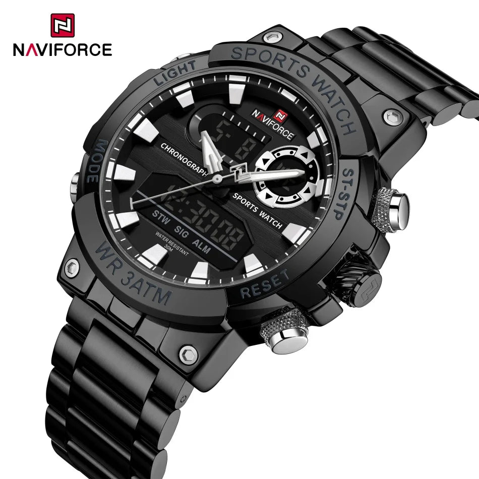 NAVIFORCE Männer Militär Uhr Wasserdichte Armbanduhr Dual Display Quarzuhr Sport Uhr Männliche Große Uhren Männer Relogios Masculino