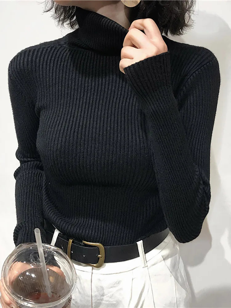 Damen Rollkragenpullover 2026 Herbst Winter Oberteile Koreanischer Slim-Fit Damen Pullover Strickpullover Pull Femme Hiver Truien