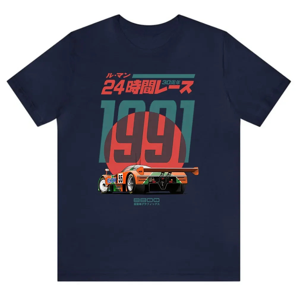 Japanisches 787B Jubiläum 30. Le Mans Retro Lustige Kunst Zeichnung Gamer Anime Kult Meme Film Musik Geschenk Baumwolle T-Shirt Lustiges T-Shirt