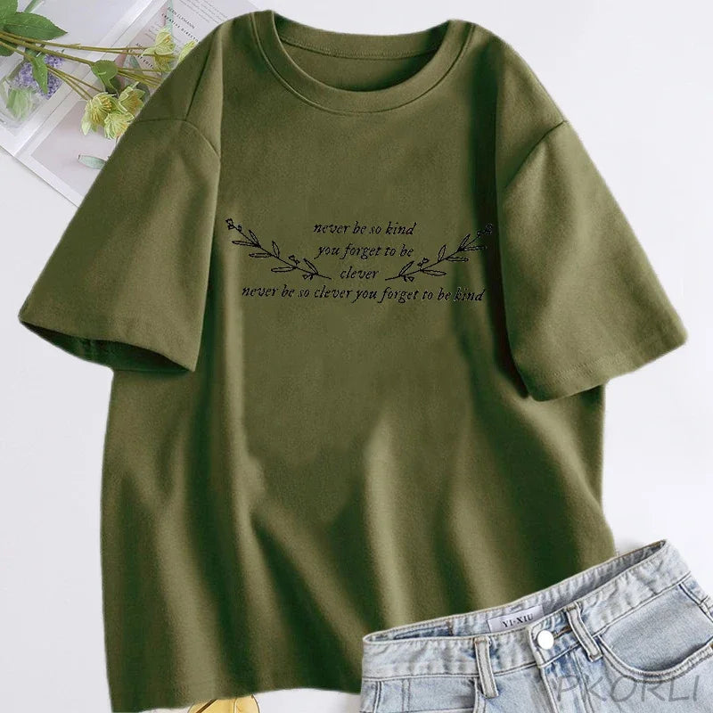 Damen T-Shirt Never Be So Clever You Forget To Be Kind Marjorie Lyrics T-Shirt Damen Baumwolle Kurzarm T-Shirts Streetwear