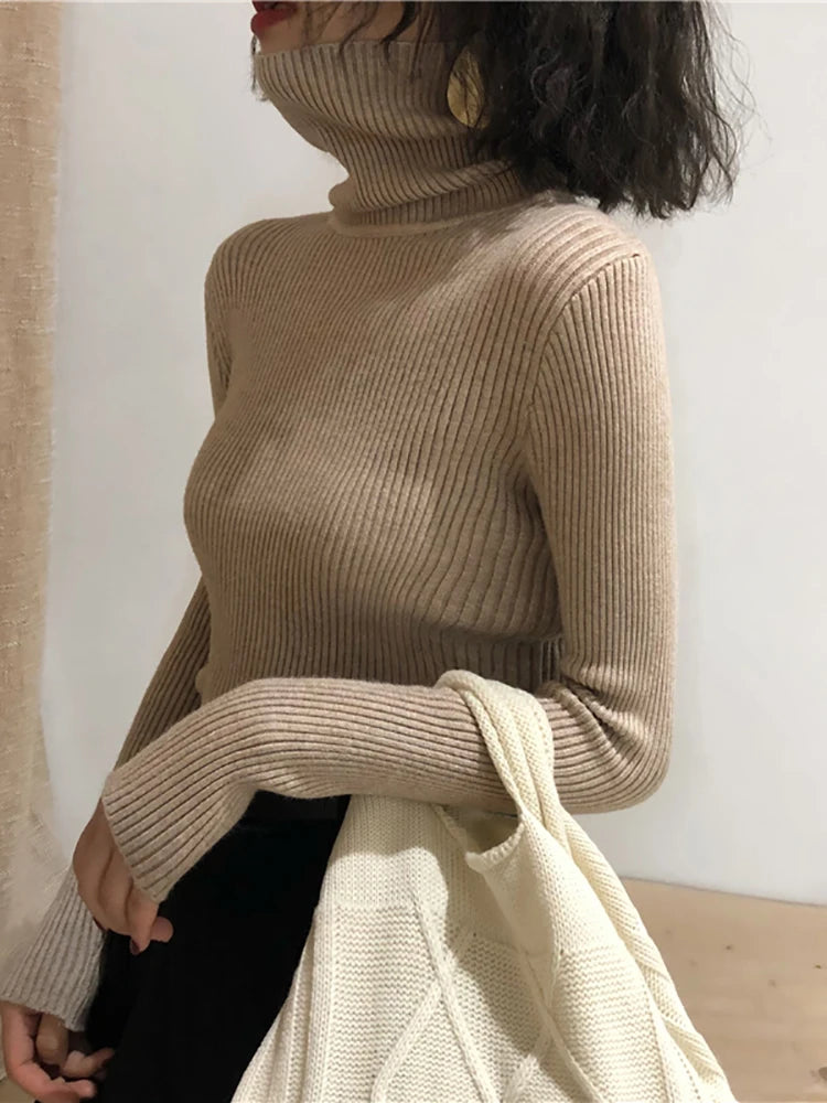 Damen Rollkragenpullover 2026 Herbst Winter Oberteile Koreanischer Slim-Fit Damen Pullover Strickpullover Pull Femme Hiver Truien