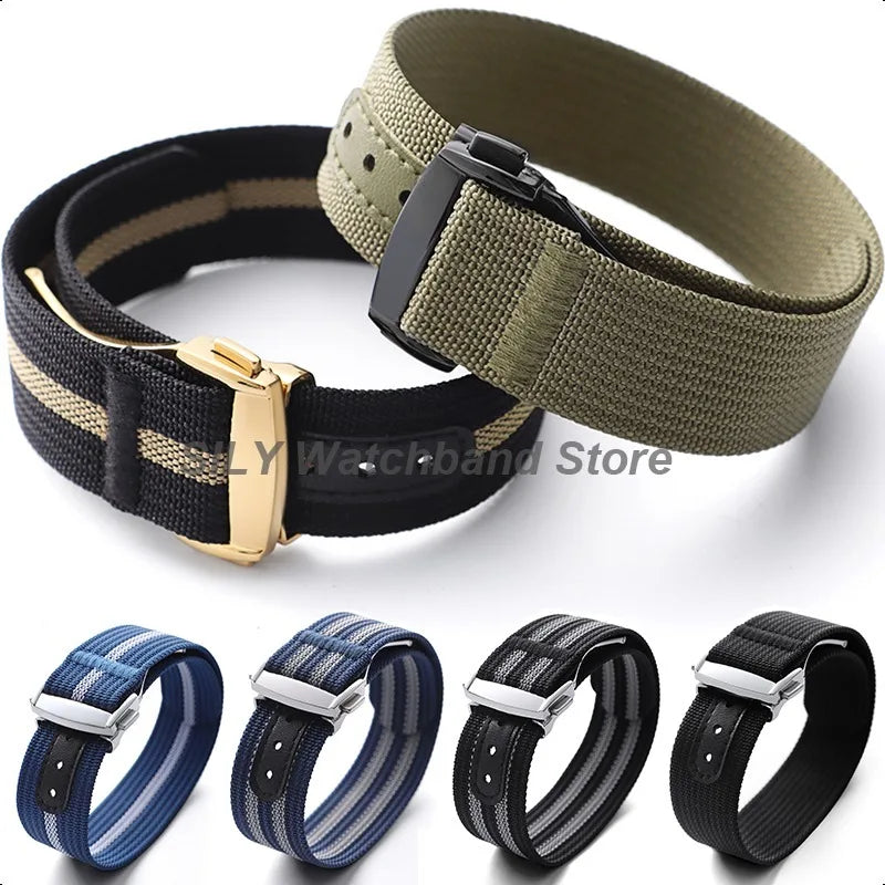 Nylon-Canvas-Armbänder für Tudor für Rolex 20 mm Faltschließe, gerippte Nylon-Armbänder, universeller Sport-Armbandgürtel für Herren und Damen