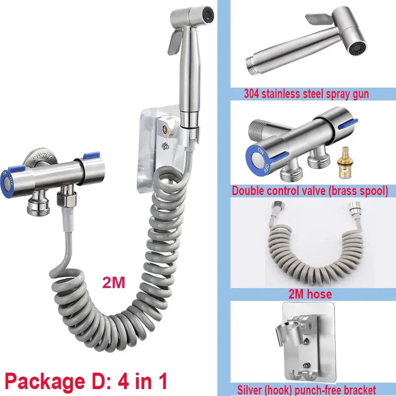 Hand-Bidet-Sprühset, Spritzpistole aus Edelstahl 304, Dusche, Hand-WC-Bidet-Wasserhahn, Sprühgerät, Duschdüse, selbstreinigend