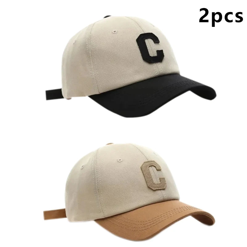Baseballkappe für Damen und Herren, modisch, Buchstabe C, Patch-Hut, Sommer-Sonnenblenden, Kappen, Farbblock-Design für Freizeitkleidung