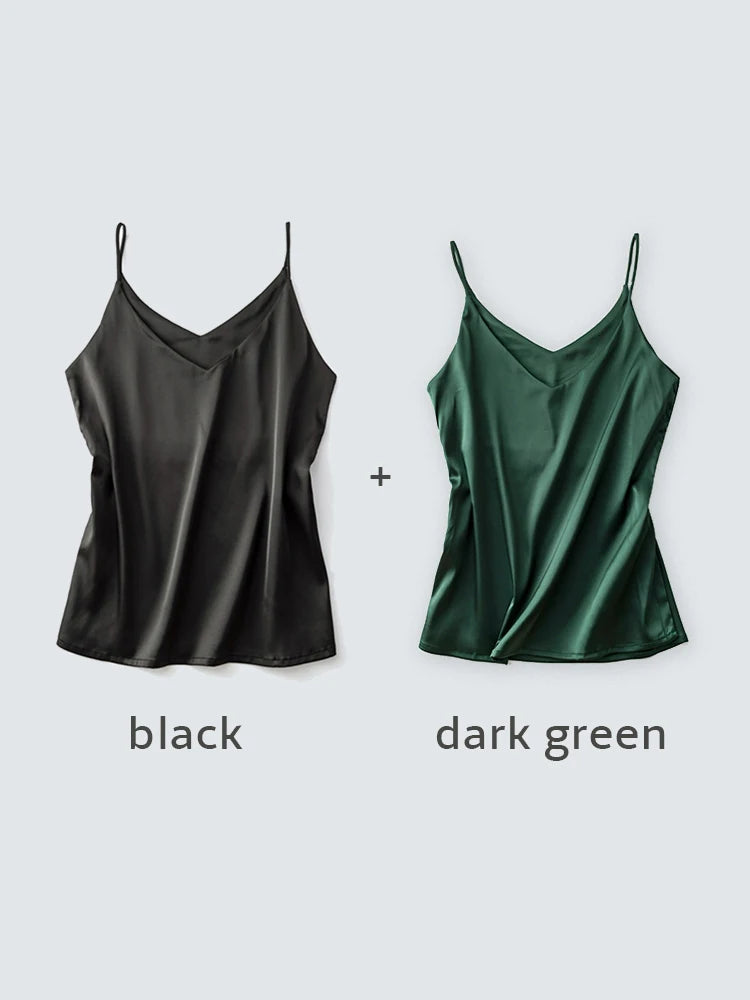 Spaghettiträger-Top für Damen, Neckholder, V-Ausschnitt, Basic, weiß, Cami, ärmellos, Satin-Seiden-Tanktops, Damen-Sommer-Unterhemd