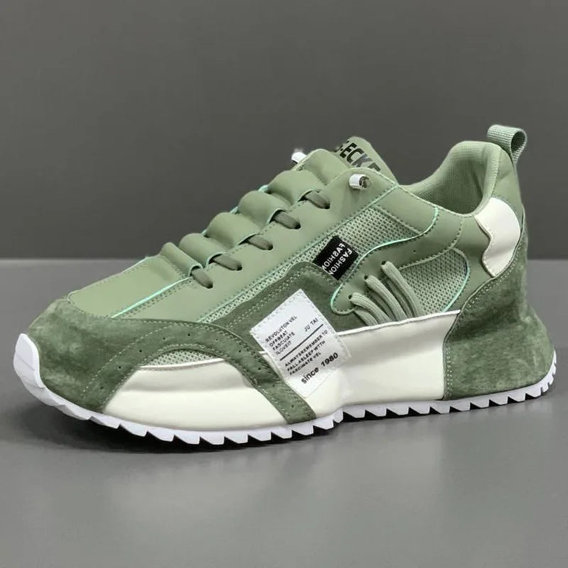 Männer Turnschuhe Plattform Casual Schuhe Trend Leder Runde Kappe Laufschuhe Im Freien Nicht-slip Schuhe Slip auf Atmungsaktive Männer schuhe