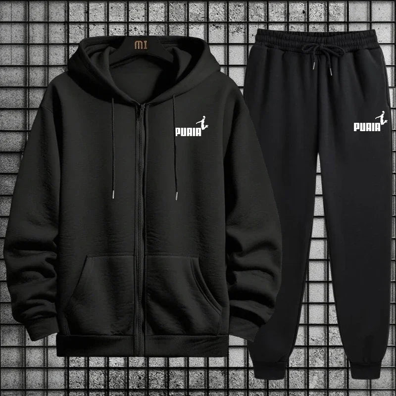 Neu im Damen-Trainingsanzug, Trenddruck, Kapuzenpullover, Hosen, 2-teiliges Set, lässiger Reißverschluss, Mantel, Anzug, Alltagskleidung, Herbst und Winter