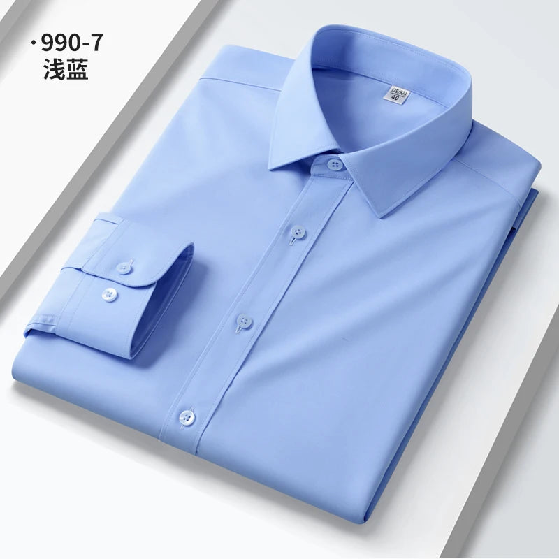 Neue Qualität Anti-Falten Männer Hemd Lange Ärmel Kleid Shirts Für Männer Slim Fit Camisa Social Business Weiß büro Hemd 4XL 5XL