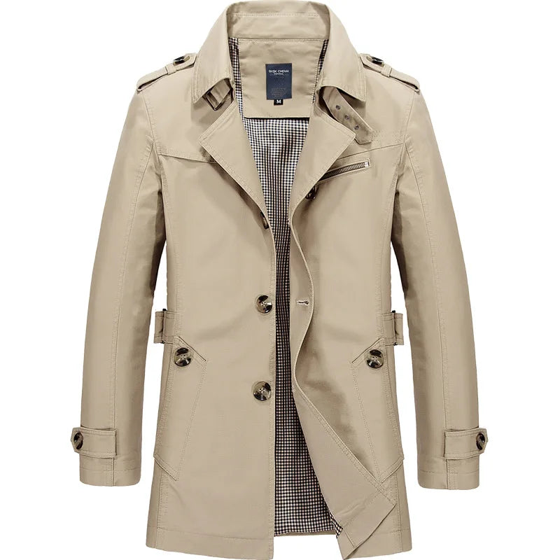 Mode Männer Graben Jacken Marke Casual Business Graben Mantel Herren Freizeit Mantel Männlichen Einreiher Windjacken Plus Größe