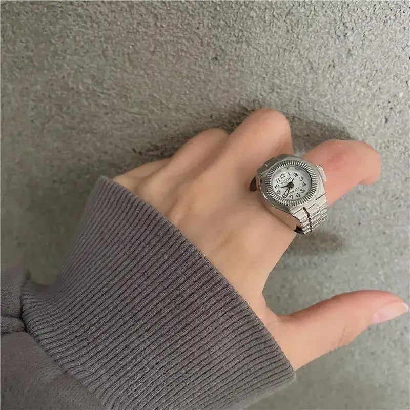 Vintage Punk Finger Uhr Mini Gummiband Legierung Uhren Paar Ringe Schmuck Uhr Retro Römischen Quarzuhr Ringe Frauen Männer