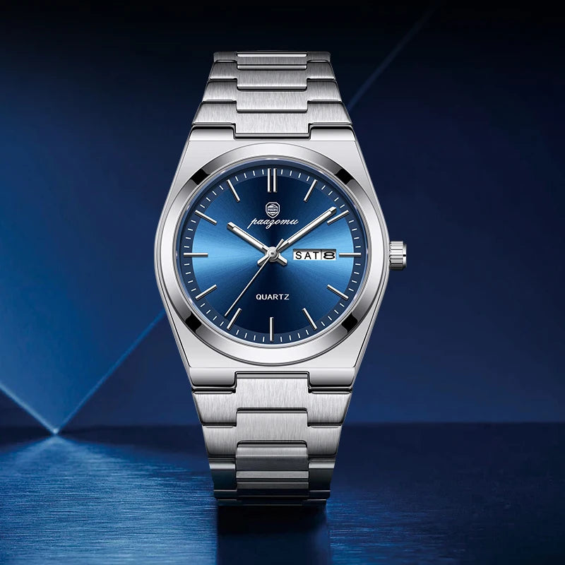 PAAZOMU Luxus Sport Quarz Mann Armbanduhr Wasserdicht Leucht Datum Woche Männer Uhren Edelstahl herren Uhr Männlich Reloj + box