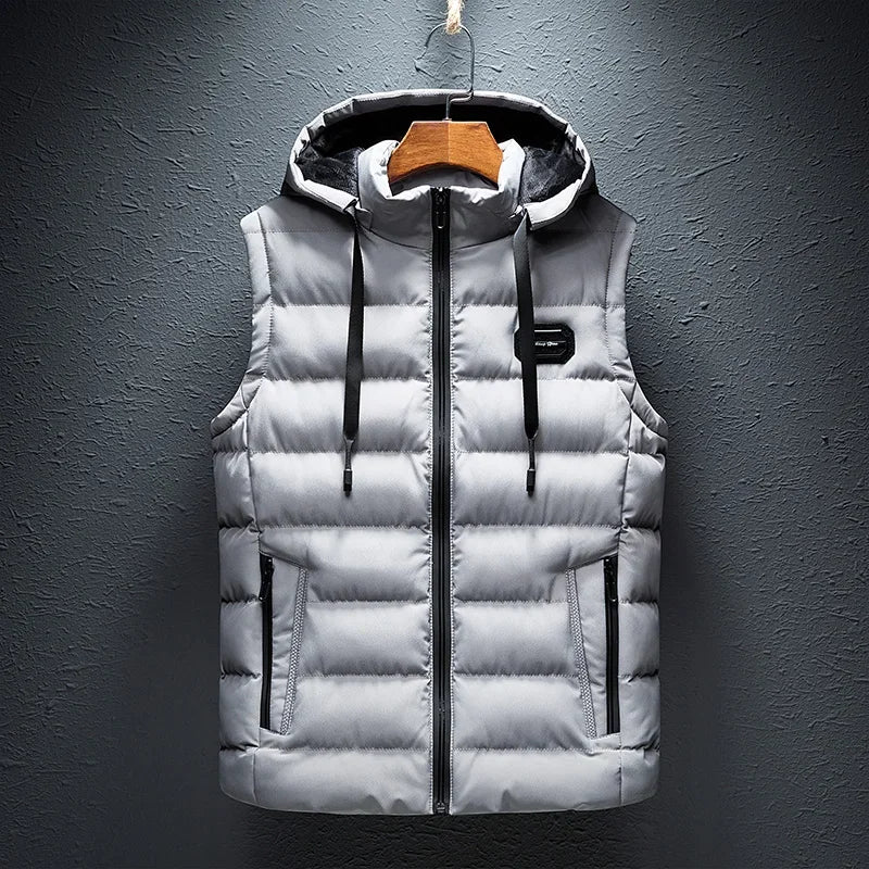 Neue Mit Kapuze Casual Weste Jacke für Männer Herbst Winter Warm Ärmel Jacke Mode Komfortable Zipper Weste Plus Größe M-6XL