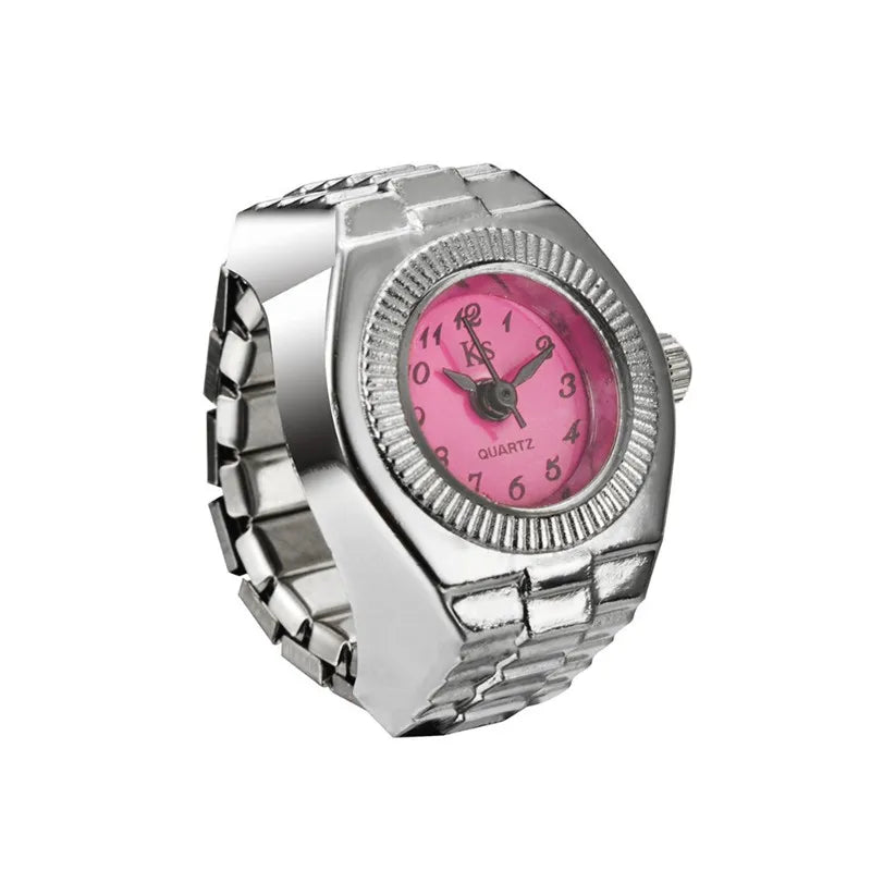 Vintage Punk Finger Uhr Mini Gummiband Legierung Uhren Paar Ringe Schmuck Uhr Retro Römischen Quarzuhr Ringe Frauen Männer