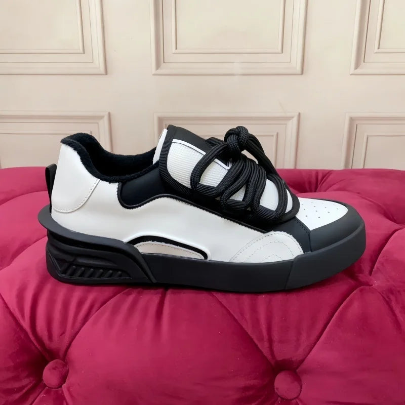 Concise Männer Casual Echtes Leder Turnschuhe Atmungsaktive Mischfarbe Flache Plattform Patchwork Schuhe Sport Täglichen Gehen