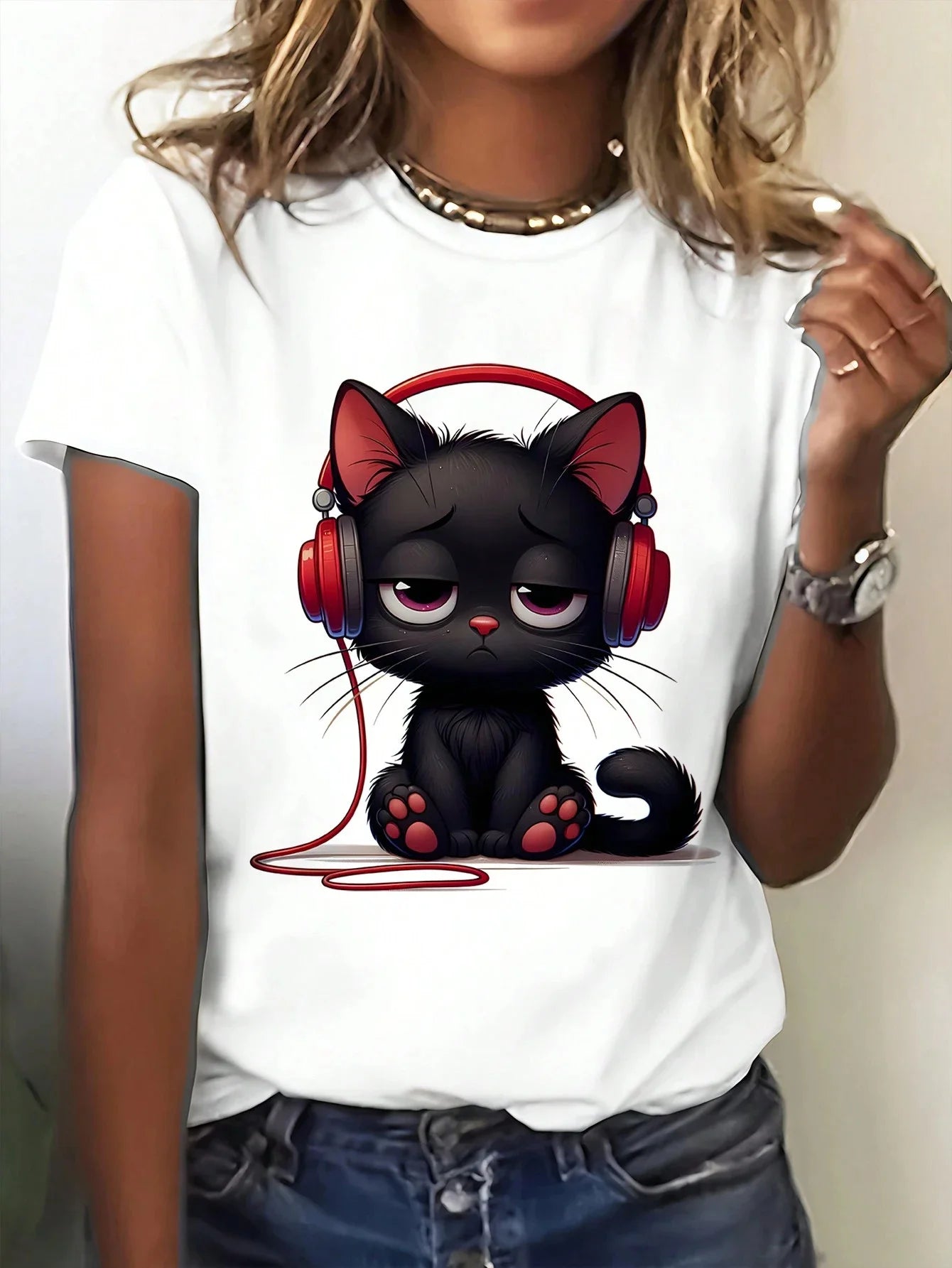 Das Damen-T-Shirt-Design ist einfach und exquisit, weich und bequem und vielseitig, modische Persönlichkeit, grafische T-Shirts, Y2K-Top