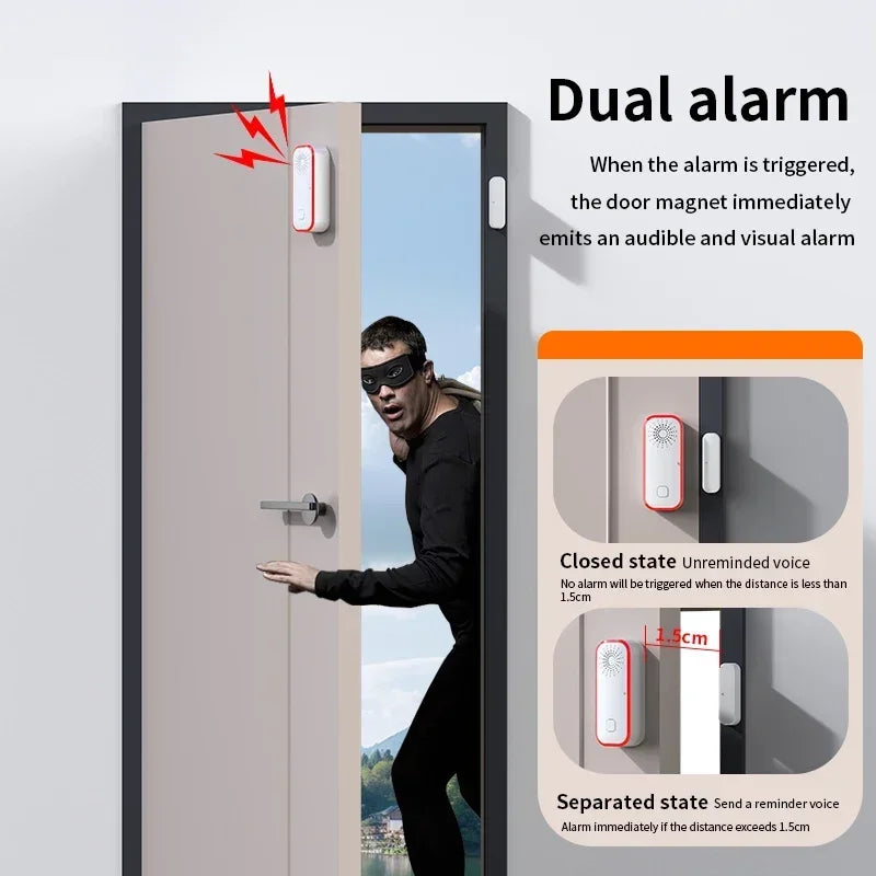 WiFi Tür Alarm Smart Tür Fenster Alarm Detektor 0-100dB Ton Und Licht Alarm APP Steuerung Smart Home sicherheit Alarm System
