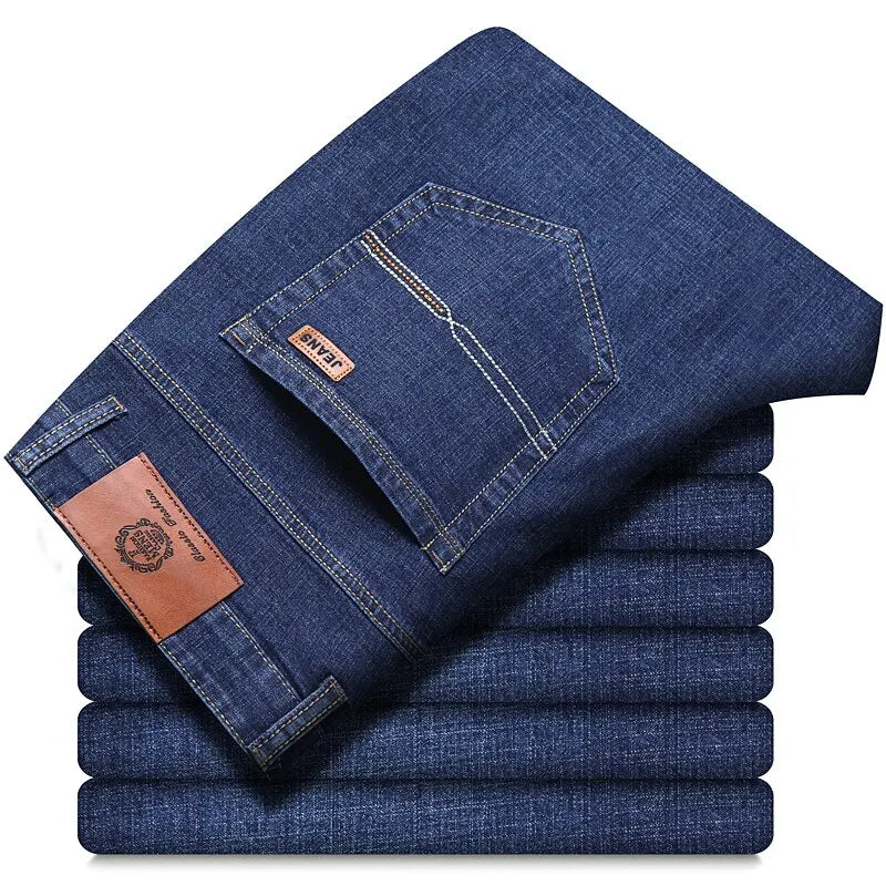 Frühling Herren Leichter Luxus Stretch Slim Fit Denim-Hose Komfortable Weiche Business-Mode Gerade Casual Jeans Herbst Markenkleidung