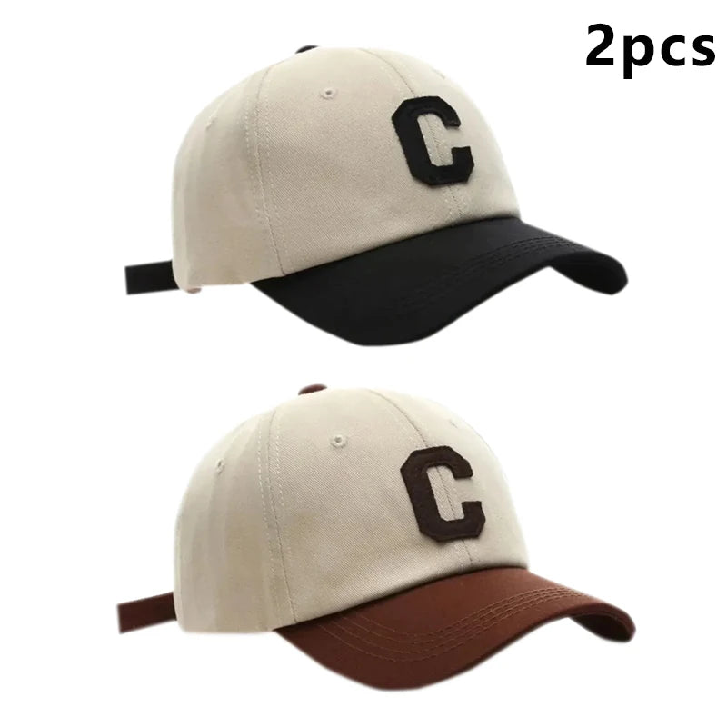 Baseballkappe für Damen und Herren, modisch, Buchstabe C, Patch-Hut, Sommer-Sonnenblenden, Kappen, Farbblock-Design für Freizeitkleidung
