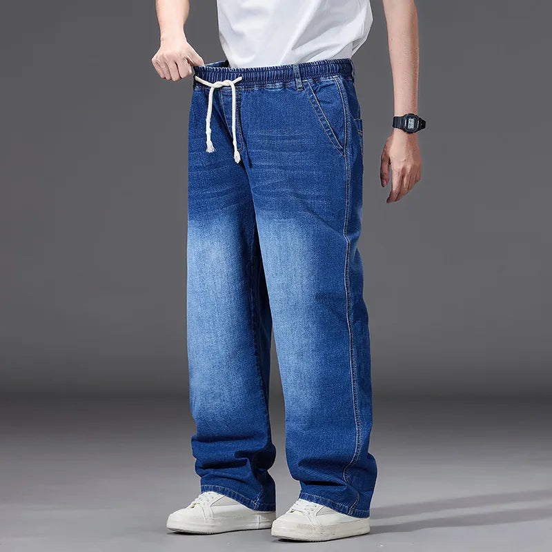 8XL Oversize Jeans Männer Herbst Mode Streetwear Hose Plus Größe Cargo Jeans Weiche Baumwolle Lose Baggy Casual Jeans Für Papa mann