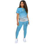 Damen Sport-Set – T-Shirt & Hose mit Print für Yoga & Gym