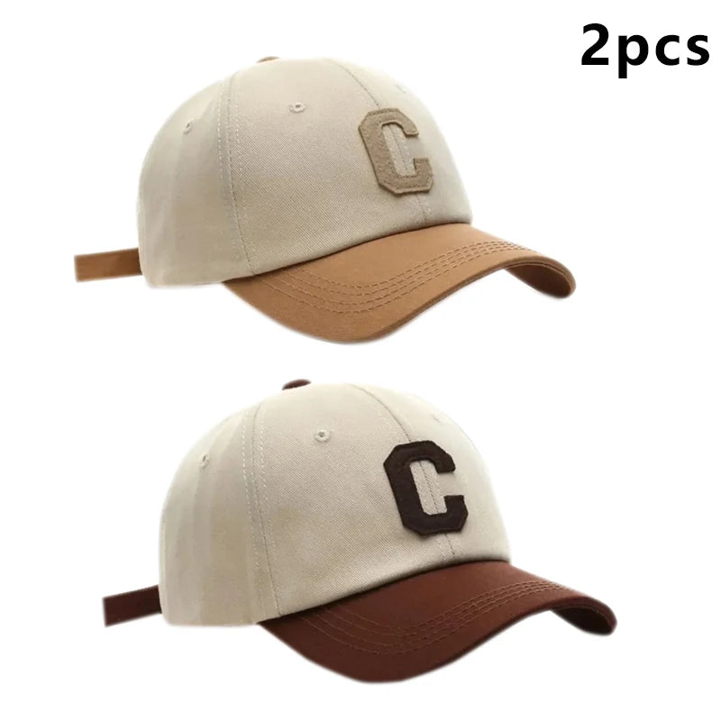 Baseballkappe für Damen und Herren, modisch, Buchstabe C, Patch-Hut, Sommer-Sonnenblenden, Kappen, Farbblock-Design für Freizeitkleidung