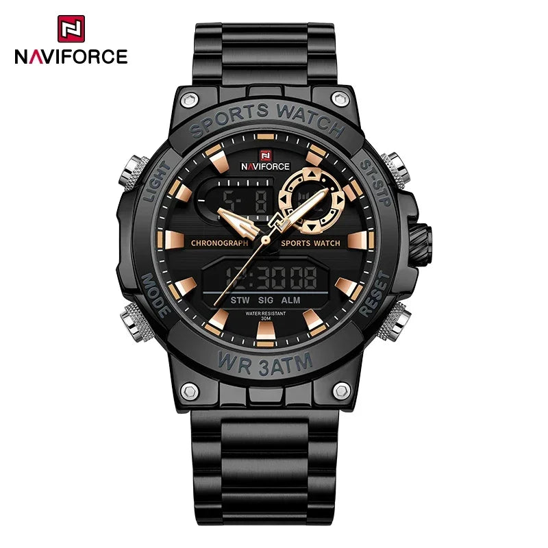 NAVIFORCE Männer Militär Uhr Wasserdichte Armbanduhr Dual Display Quarzuhr Sport Uhr Männliche Große Uhren Männer Relogios Masculino