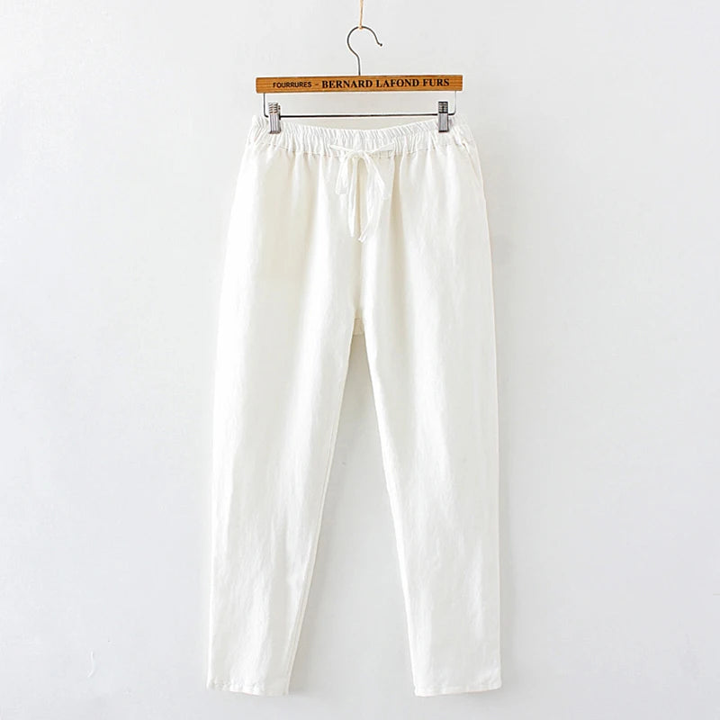 Frauen Frühling Sommer Hosen Baumwolle solide elastische Taille Süßigkeiten Farben Mode Harems hose lässige weibliche Hosen